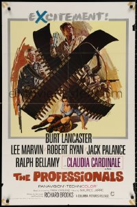 8t714 PROFESSIONALS 1sh 1966 Burt Lancaster, Lee Marvin, Claudia Cardinale, Howard Terpning art!