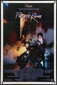 8t717 PURPLE RAIN 1sh 1984 great image of Prince riding motorcycle, in his first motion picture!