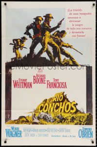 8t747 RIO CONCHOS Spanish/US 1sh 1964 art of Richard Boone, Whitman & Franciosa by Frank McCarthy!