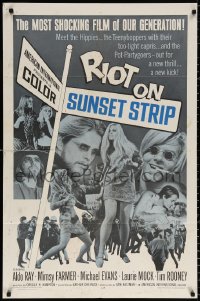 8t748 RIOT ON SUNSET STRIP 1sh 1967 hippies with too-tight capris, crazy pot-partygoers!