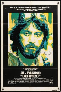 8t780 SERPICO 1sh 1974 great image of undercover cop Al Pacino, Sidney Lumet crime classic!
