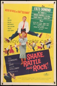 8t783 SHAKE, RATTLE & ROCK 1sh 1956 Fats Domino, dancing teens, Rock 'n' Roll vs the Squares!