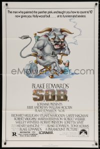 8t764 S.O.B. 1sh 1981 Julie Andrews, Blake Edwards, wacky Alvin art of bull in director's chair!