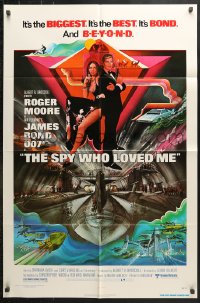 8t819 SPY WHO LOVED ME 1sh 1977 great art of Roger Moore as James Bond by Bob Peak!
