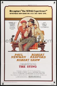 8t834 STING 1sh R1977 best artwork of Paul Newman & Robert Redford by Richard Amsel!