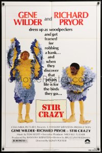8t835 STIR CRAZY 1sh 1980 Gene Wilder & Richard Pryor in chicken suits, directed by Sidney Poitier!