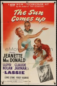 8t851 SUN COMES UP 1sh 1948 art of Jeanette MacDonald, Claude Jarman Jr., Lassie & Lloyd Nolan!