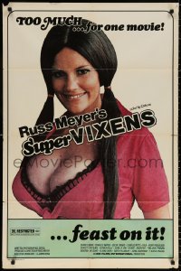 8t854 SUPER VIXENS 1sh 1975 Russ Meyer, super sexy Shari Eubank is TOO MUCH for one movie, R-rated