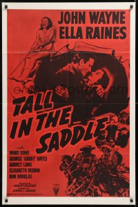 8t868 TALL IN THE SADDLE military 1sh R1957 great images of John Wayne & pretty Ella Raines!