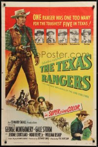 8t888 TEXAS RANGERS 1sh 1951 full-length art of cowboy lawman George Montgomery!