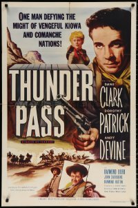 8t899 THUNDER PASS 1sh 1954 Dane Clark, Dorothy Patrick, one man defies the Kiowa & Comanche!
