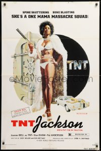 8t908 TNT JACKSON 1sh 1974 John Solie art of Jeanne Bell, sexy black hit woman!