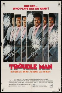 8t926 TROUBLE MAN 1sh 1972 action art of Robert Hooks, one cat who plays like an army!