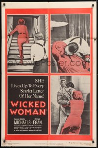 8t972 WICKED WOMAN 1sh 1953 bad girl Beverly Michaels lives up to her name, Richard Egan, film noir