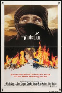 8t974 WIND & THE LION 1sh 1975 art of Sean Connery & Candice Bergen, directed by John Milius!