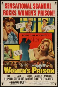 8t981 WOMEN'S PRISON 1sh 1954 Ida Lupino & super sexy convict Cleo Moore, sensational scandal!