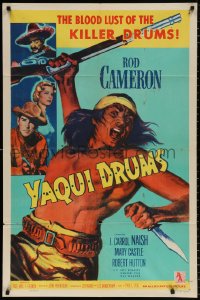 8t990 YAQUI DRUMS 1sh 1956 cool art of Native-American, Rod Cameron, J. Carrol Naish!