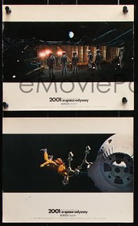 8w099 2001: A SPACE ODYSSEY 7 color English FOH LCs 1968 Kubrick, 2 w/art by Bob McCall, Cinerama!