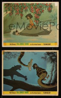 8w157 JUNGLE BOOK 4 color English FOH LCs 1968 Disney, great cartoon images of Mowgli & his friends!