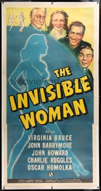 8x007 INVISIBLE WOMAN linen 3sh 1940 John Barrymore, great sexy silhouette special effects image!
