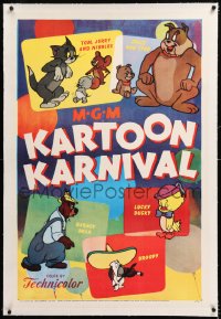 8x139 MGM KARTOON KARNIVAL linen 1sh 1954 Tom & Jerry, Spike & Tyke, Barney Bear, Droopy, Lucky Ducky