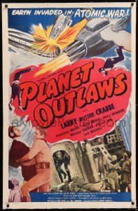 8x163 PLANET OUTLAWS linen 1sh 1953 Buck Rogers serial repackaged as a feature with new footage!