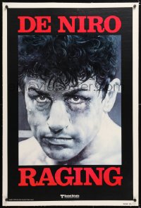 8x169 RAGING BULL linen teaser 1sh 1980 Martin Scorsese, classic Kunio Hagio art of Robert De Niro!