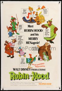 8x179 ROBIN HOOD linen int'l 1sh 1973 in Walt Disney's cartoon version he's a fox w/Merry MENagerie!