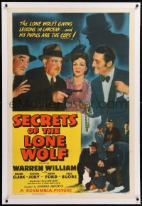 8x187 SECRETS OF THE LONE WOLF linen 1sh 1941 Warren William gives lessons in larceny to cop pupils!