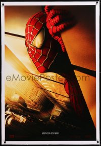 8x192 SPIDER-MAN linen int'l Spanish language teaser 1sh 2002 Maguire w/WTC towers in eyes, Marvel!