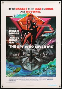 8x193 SPY WHO LOVED ME linen 1sh 1977 great art of Roger Moore as James Bond by Bob Peak!