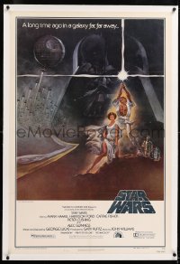 8x198 STAR WARS linen third printing 1sh 1977 George Lucas classic sci-fi epic, art by Tom Jung!