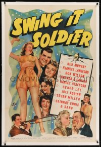 8x200 SWING IT SOLDIER linen 1sh 1941 Ken Murray, Frances Langford, montage of the top radio stars!