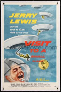 8x214 VISIT TO A SMALL PLANET linen 1sh 1960 alien Jerry Lewis saucers down to Earth from space!