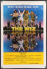8x224 WIZ linen 1sh 1978 Diana Ross, Michael Jackson, Pryor, Wizard of Oz, art by Victor Gadino!
