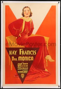 8y107 DR. MONICA linen Argentinean 1934 full-length deco art of female doctor Kay Francis, rare!