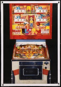 8y071 PINBALL MACHINE linen 25x37 German commercial poster 1985 Dodge City designed by Ed Krynski!