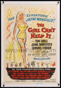 8y159 GIRL CAN'T HELP IT linen English double crown 1956 full-length art of sexy Jayne Mansfield!