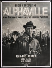 8y003 ALPHAVILLE linen French 1p 1965 Jean-Luc Godard, Constantine as Lemmy Caution, Mascii art!
