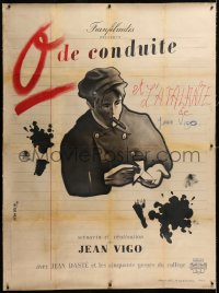 8y015 ZERO DE CONDUITE linen French 1p R1946 Jean Vigo juvenile delinquent classic, Jean Colin art!