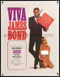 8y134 GOLDFINGER linen French 24x32 R1970 Sean Connery as Bond with sexy girl by Thos & Bourduge!