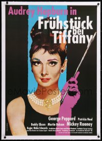 8y119 BREAKFAST AT TIFFANY'S linen German R1986 great different images of Audrey Hepburn!