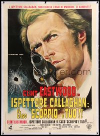 8y017 DIRTY HARRY linen Italian 1p 1972 different art of Clint Eastwood pointing gun, Don Siegel