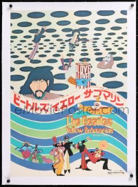 8y131 YELLOW SUBMARINE linen Japanese 1969 psychedelic art of Beatles John, Paul, Ringo & George!