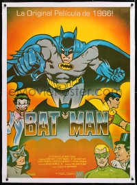 8y081 BATMAN linen South American R1989 DC Comics, Diaz art of Adam West & Burt Ward with villains!