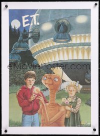 8y075 E.T. THE EXTRA TERRESTRIAL linen 17x25 McDonald's poster R1985 Barrymore & Thomas w/him by UFO!