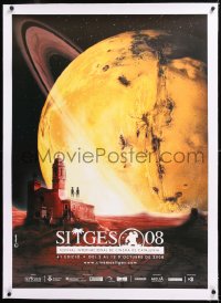 8y059 SITGES FILM FESTIVAL linen 27x38 Spanish film festival poster 2008 cool art of ringed planet!