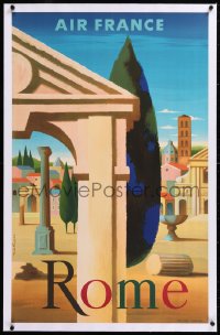 8y048 AIR FRANCE ROME linen 25x39 French travel poster 1957 Nathan-Garamond art of ancient ruins!