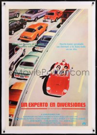 8y079 FERRIS BUELLER'S DAY OFF linen Venezuelan 1986 best art of Broderick & friends in Ferrari!