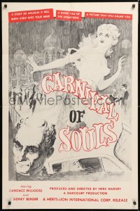 8z158 CARNIVAL OF SOULS 1sh 1962 Candice Hilligoss, Sidney Berger, cool F. Germain horror art!